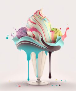 Abstract Ice Cream in a Porcelain Dessert Shoot