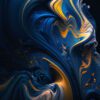 blue and gold swirl abstract art