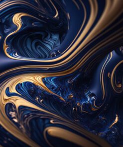 Blue and Gold Abstract Swirls Abstract Printed Art