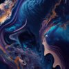 Rich Purple, Peach and Blue Abstract Swirls Printed Art