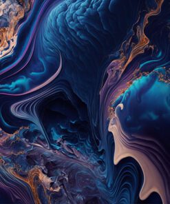 Rich Purple, Peach and Blue Abstract Swirls Printed Art