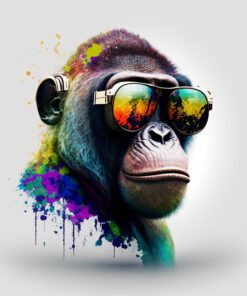 abstract ape wearing sunglasses