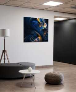 blue and gold swirl abstract art