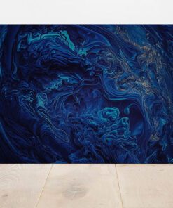 Rich Blue Abstract Swirls Printed Art