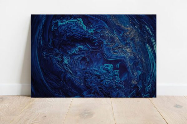 Rich Blue Abstract Swirls Printed Art