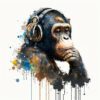 Abstract Chimp Wearing Headphones Art