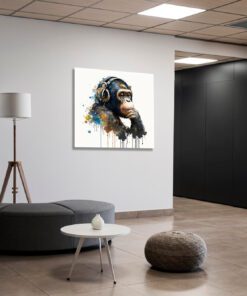 Abstract Chimp Wearing Headphones Art