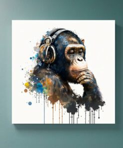Abstract Chimp Wearing Headphones Art