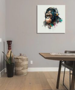 abstract monkey wearing headphones