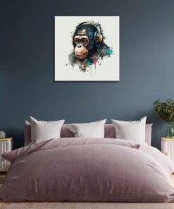abstract monkey wearing headphones