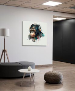 abstract monkey wearing headphones