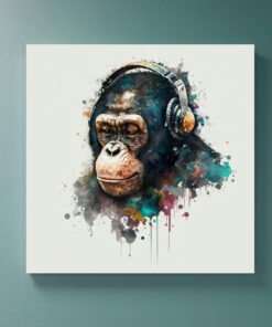 abstract monkey wearing headphones