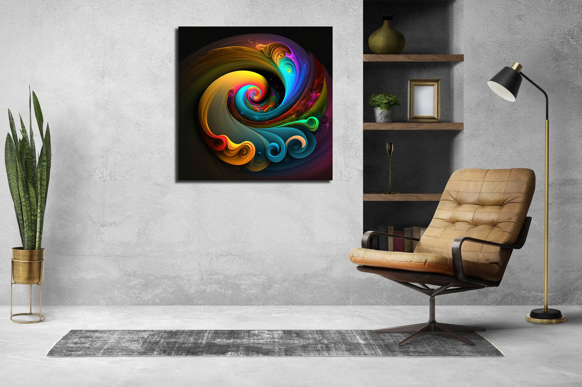 Abstract colour paint swirls