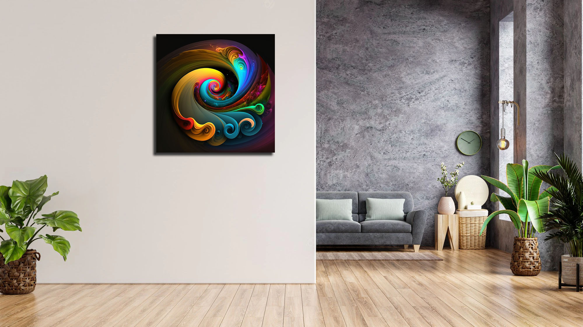 Abstract colour paint swirls