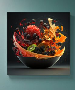 abstract fruit splashing in a bowl
