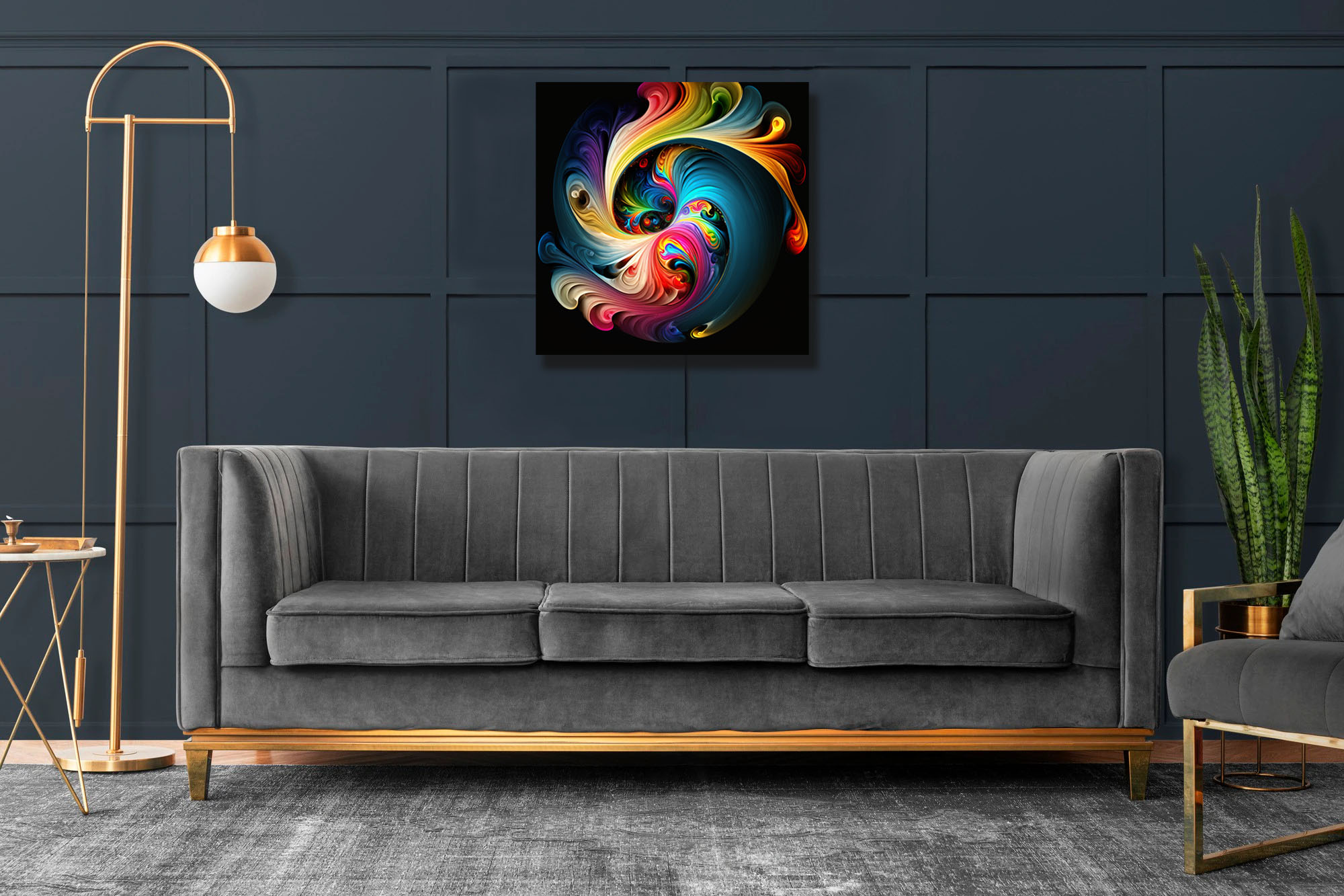 hyper-detailed multi-coloured swirls abstract art