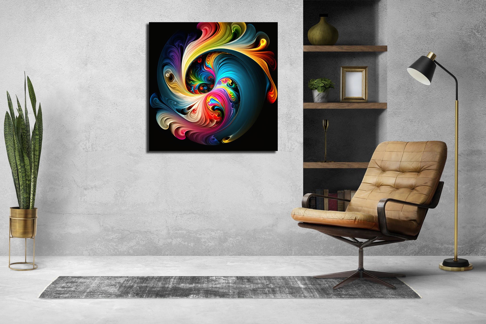 hyper-detailed multi-coloured swirls abstract art