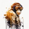 golden gangsta abstract monkey wearing sunglasses art piece