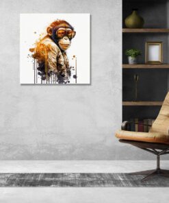 golden gangsta abstract monkey wearing sunglasses art piece