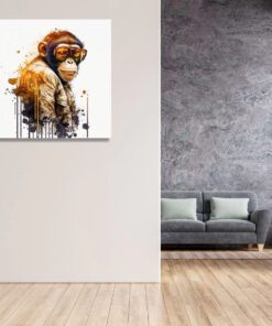 golden gangsta abstract monkey wearing sunglasses art piece