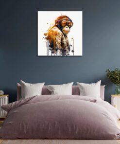 golden gangsta abstract monkey wearing sunglasses art piece