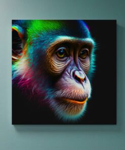 abstract neon chimp printed art