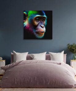 abstract neon chimp printed art