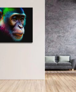 abstract neon chimp printed art