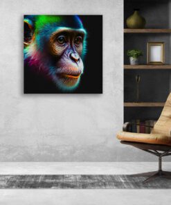 abstract neon chimp printed art