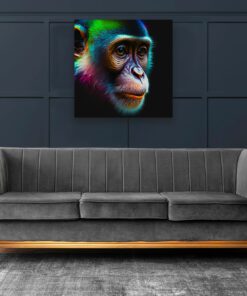 abstract neon chimp printed art