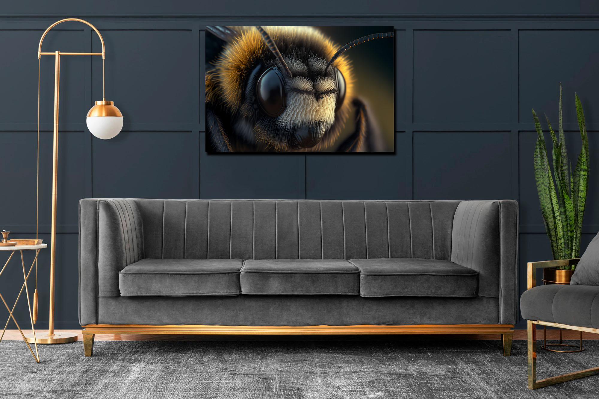 super close up of a bumblebee art piece
