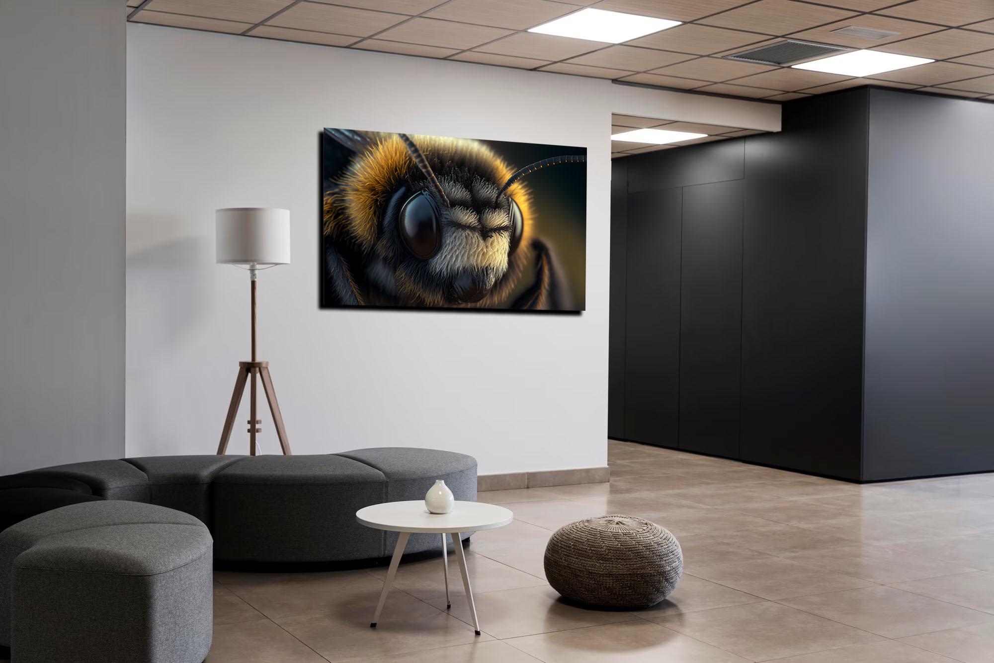 super close up of a bumblebee art piece