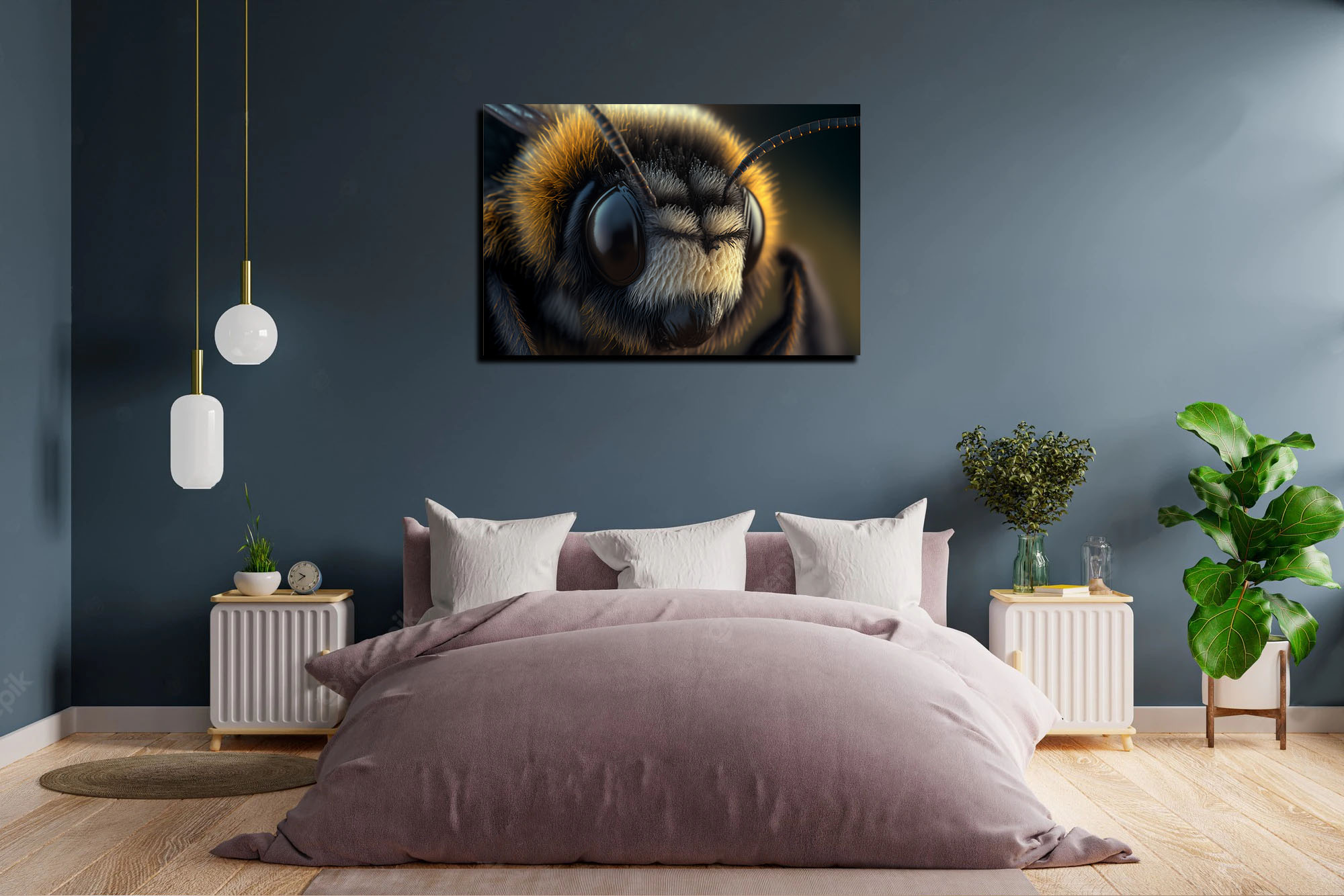 super close up of a bumblebee art piece