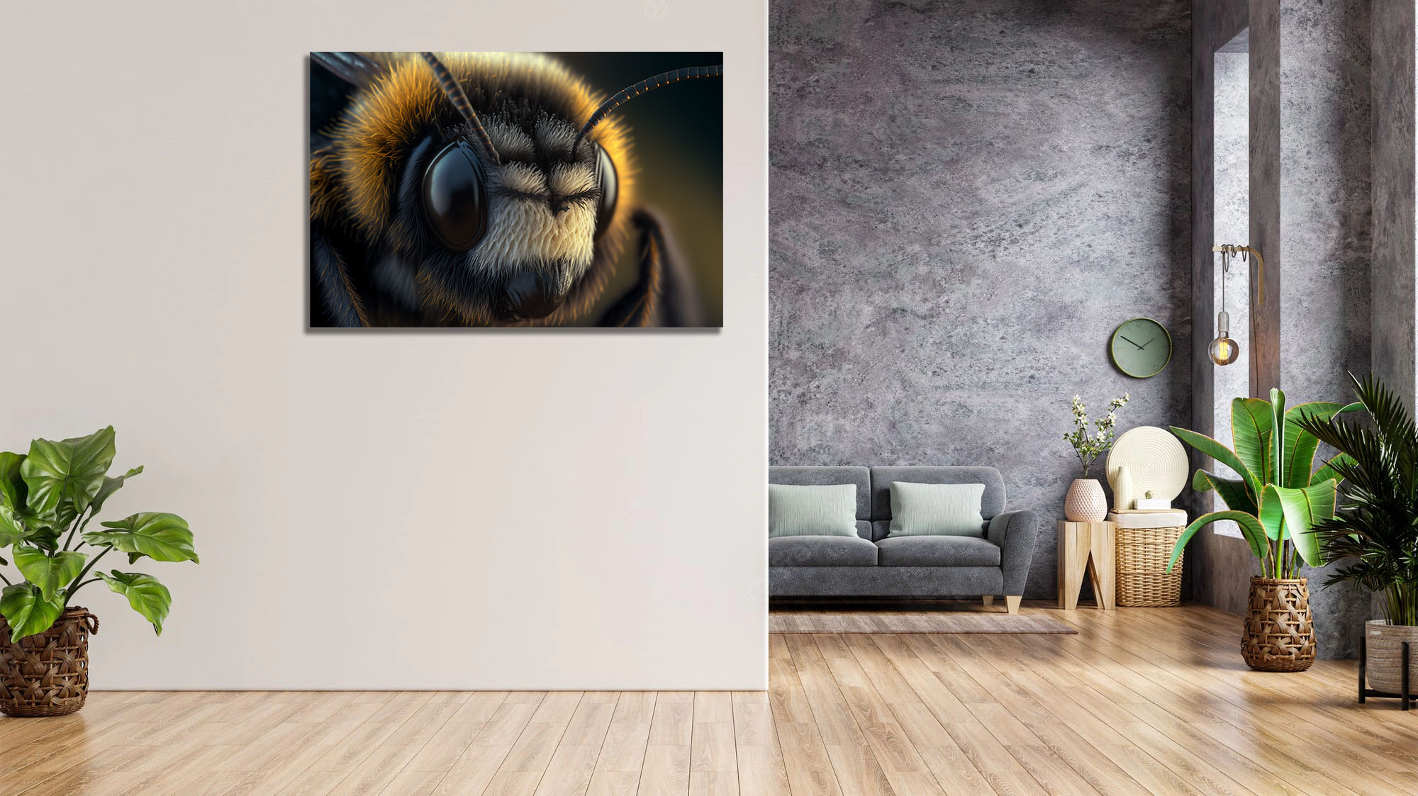 super close up of a bumblebee art piece
