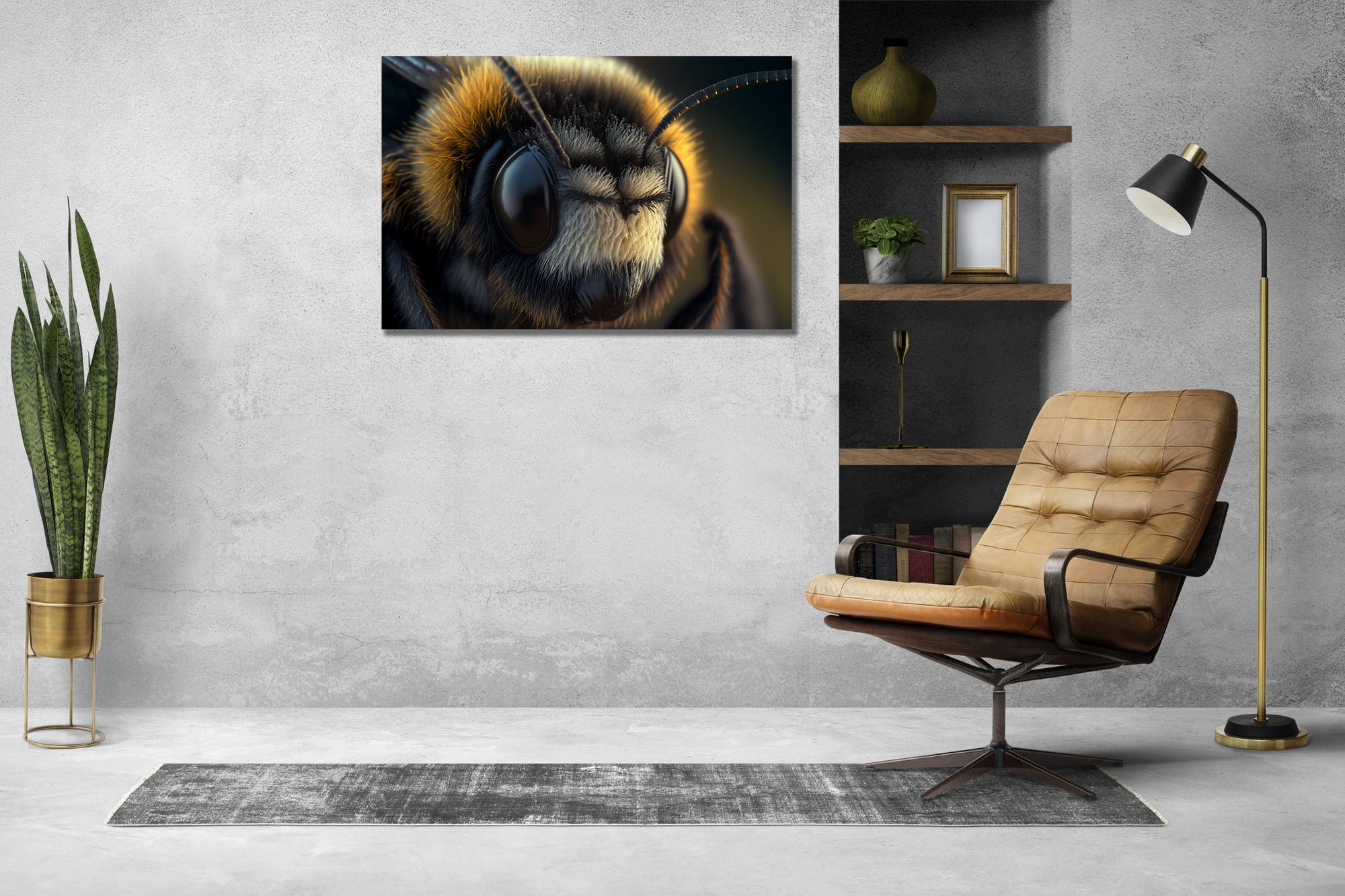 super close up of a bumblebee art piece