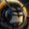 super close up of a bumblebee art piece