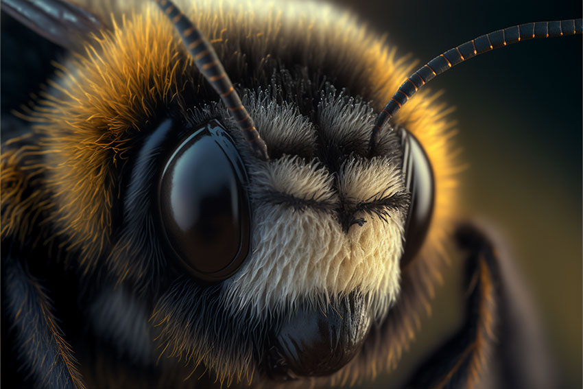 super close up of a bumblebee art piece