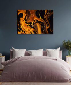 Black and Gold Marble Abstract Art Piece
