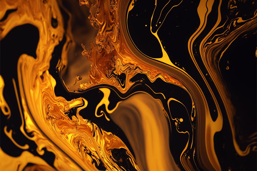 Black and Gold Marble Abstract Art Piece
