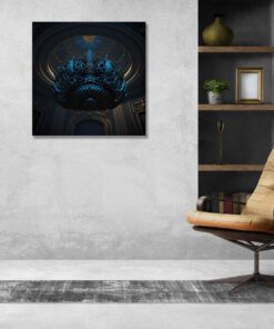 Regal Blue Crest Chandelier Printed Art