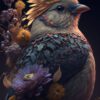 Gothic Bird and Foliage Art Piece