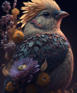 Gothic Bird and Foliage Art Piece