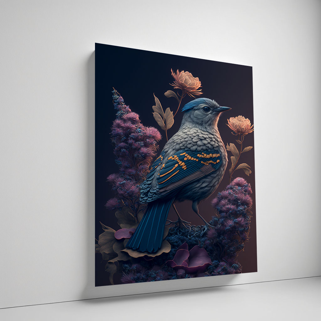 gothic style detailed bird and foliage