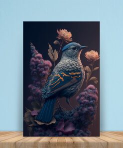 gothic style detailed bird and foliage