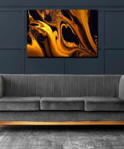 Black and Gold Marble Abstract Art Piece
