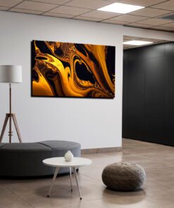 Black and Gold Marble Abstract Art Piece