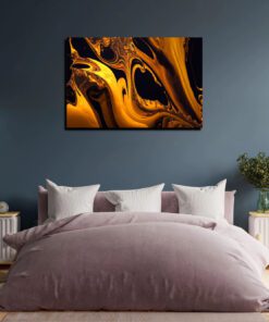 Black and Gold Marble Abstract Art Piece
