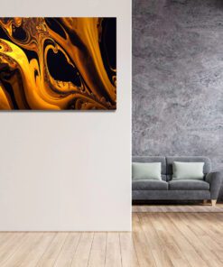 Black and Gold Marble Abstract Art Piece