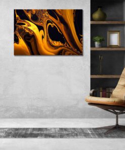 Black and Gold Marble Abstract Art Piece