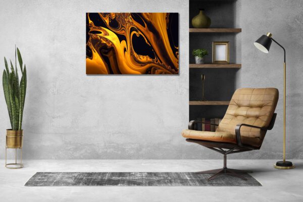Black and Gold Marble Abstract Art Piece